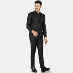 Men Black Solid Single-Breasted Three Piece Suits